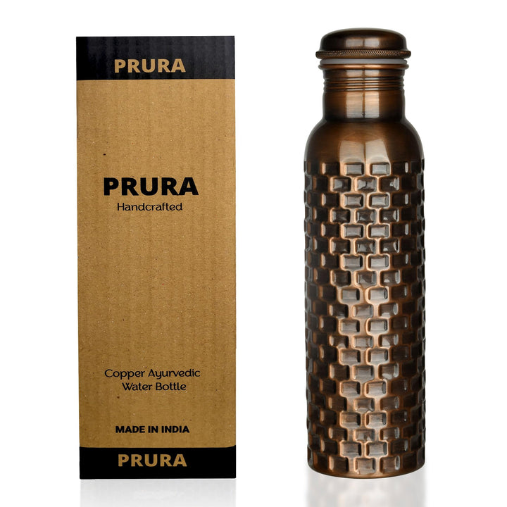 ayurvedische Kupfer-Wasserflasche, auslaufsicheres naturreines Kupfergefäss 900ml/30oz 900 ml Design