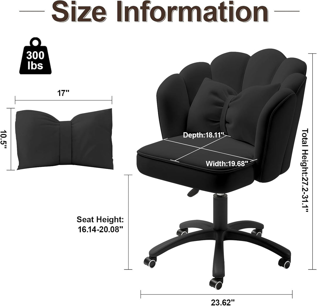 Vanity Sessel Velvet Petal Schreibtischstuhl - Moderner Polstersessel mit Rückenlehne und Steppung,