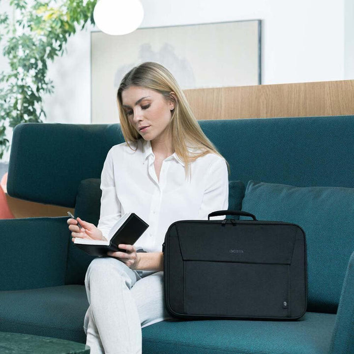Dicota Eco Multi Plus Base 15-17.3 – Notebooktasche mit Schutzpolsterung und Dokumentenfach, schwarz