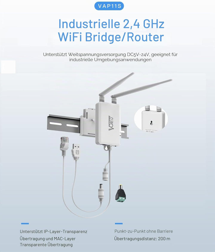 VONETS WLAN Bridge/2.4GHz Signal Repeater/Mini Router/WiFi zu Ethernet Hotspot Extender/WiFi WAN, LA