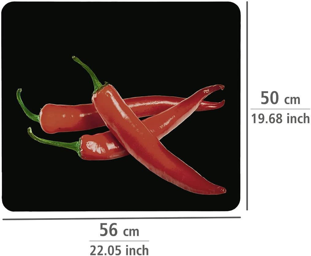WENKO Herdabdeckplatte gross Hot Peperoni, Herdabdeckung für Glaskeramik-Kochfelder, Gehärtetes Glas
