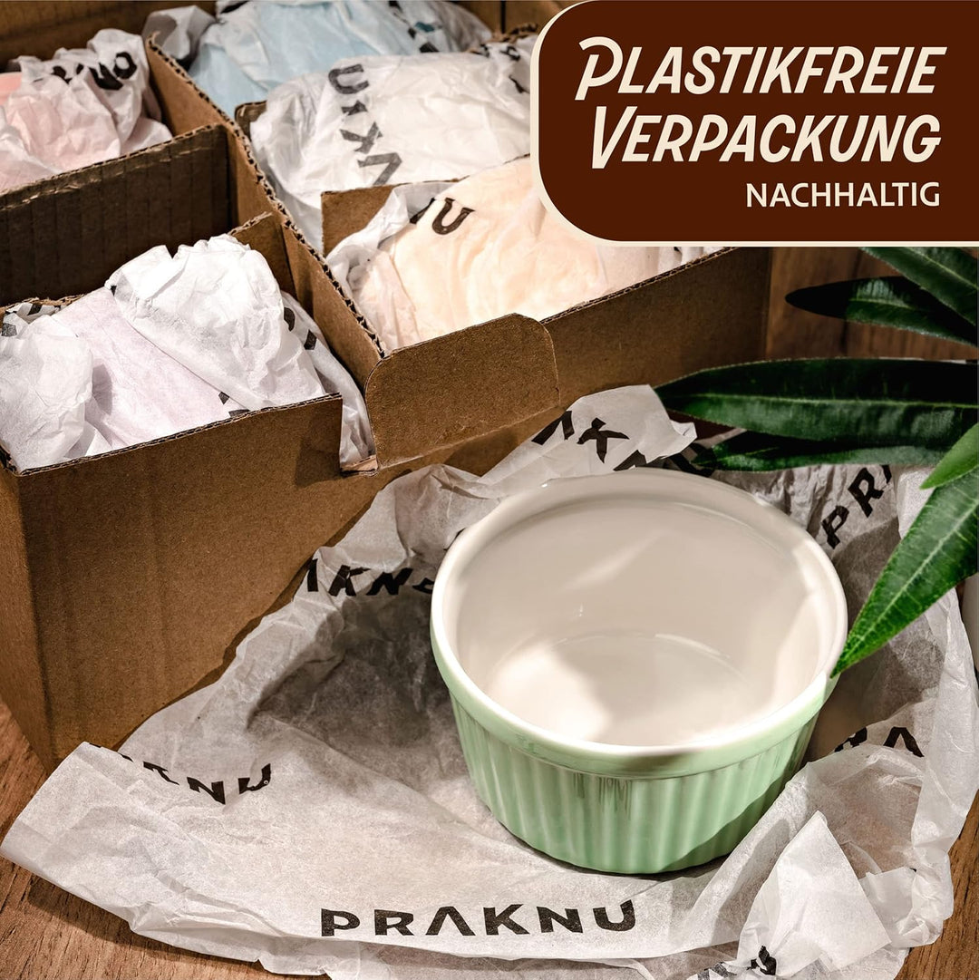 12 Souffle Förmchen aus Keramik - Backofenfest - 200 ml - 9 cm - Stapelbar - Mit Antihaftbeschichtun