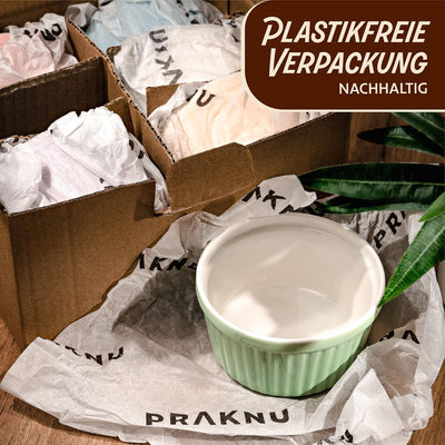 6 Souffle Förmchen aus Keramik - Backofenfest - 200 ml - 9 cm - Stapelbar - Mit Antihaftbeschichtung