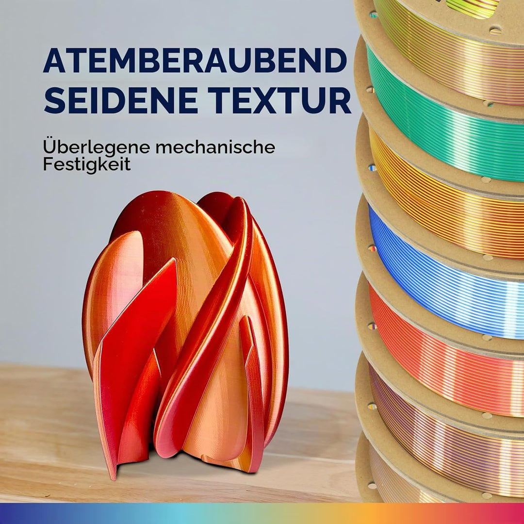 OVERTURE Silk PLA Zweifarbig Filament 1.75mm für 3D Drucker, 1kg Spule (2.2lbs), Massgenauigkeit +/-