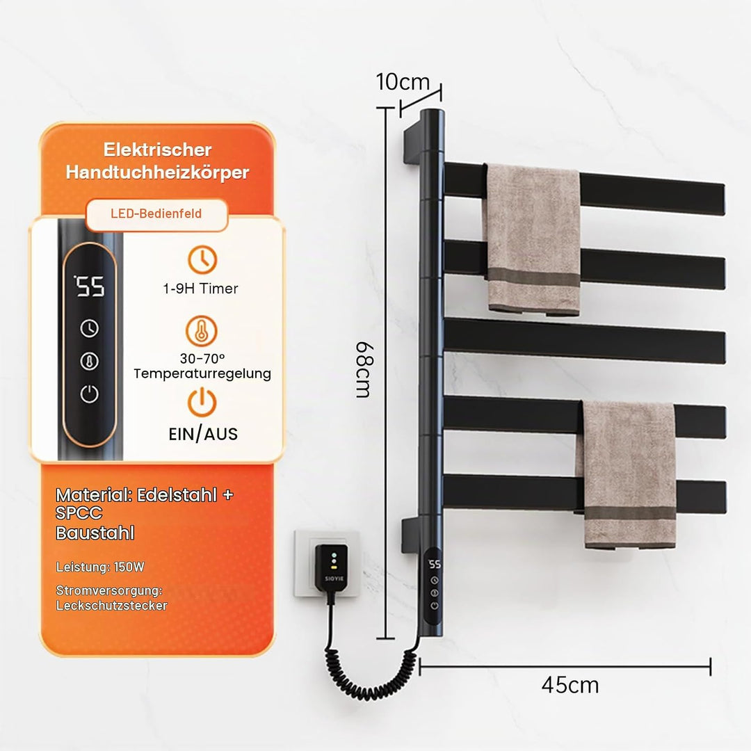 180°Drehung Handtuchheizkörper Elektrisch Bad Handtuchtrockner Elektrisch HandtuchwäRmer Elektrisch