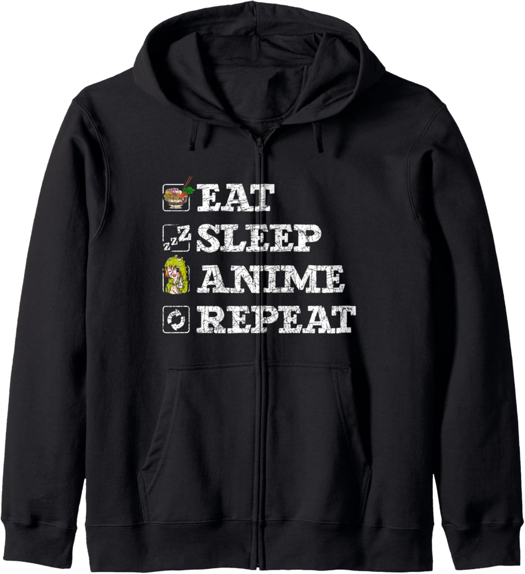 Ramen Nudeln Essen Schlafen Anime Wiederholen Otaku Anime Kapuzenjacke