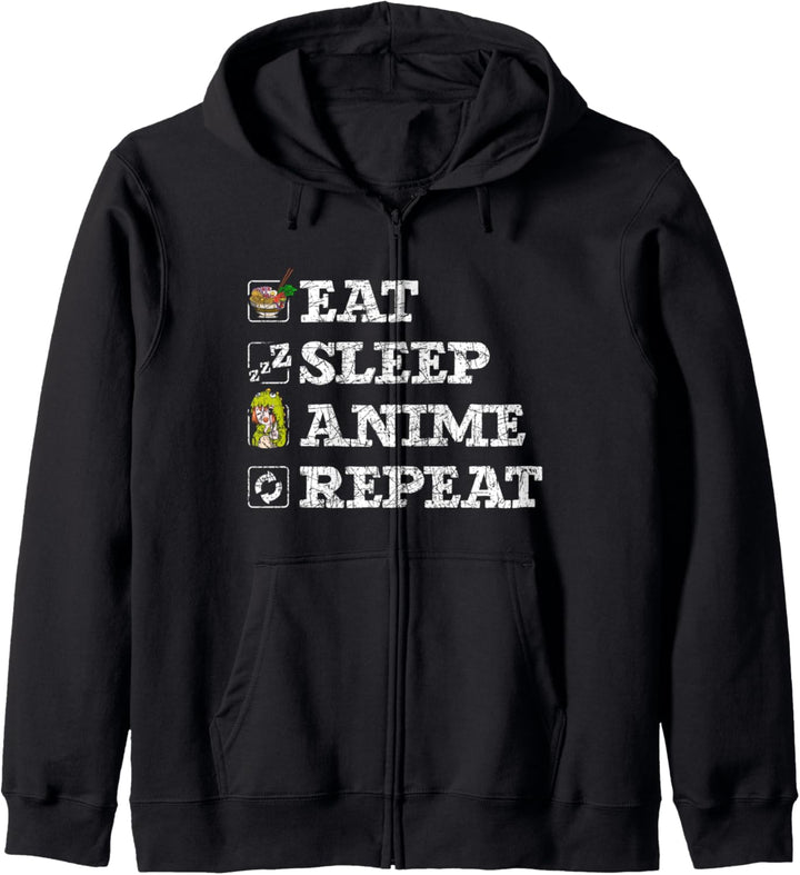 Ramen Nudeln Essen Schlafen Anime Wiederholen Otaku Anime Kapuzenjacke