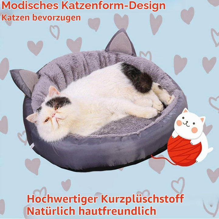 Queta Hundebett Waschbar, Katzenbett. Katzenohrform Runde Hundekorb Warmes Haustierbett Katzenbett,