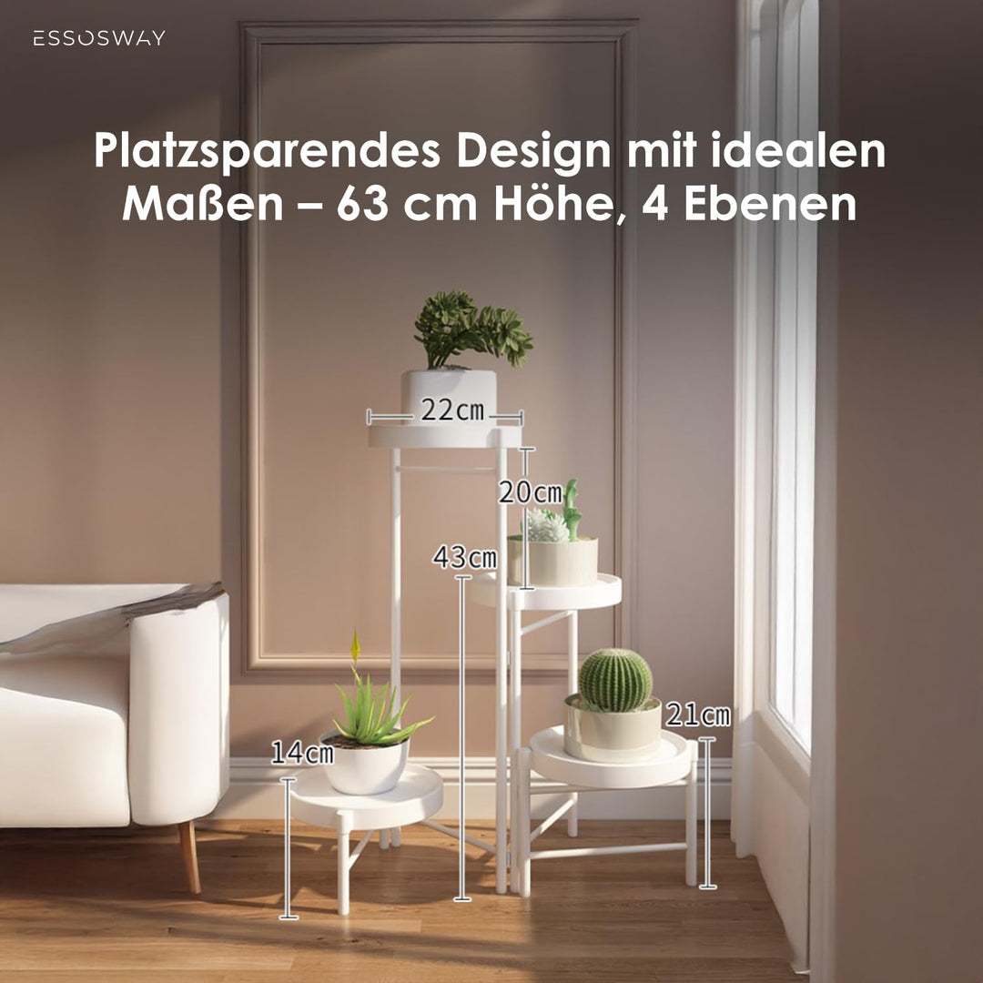 Blumenständer Pflanzenständer - Indoor - Pflanzenregal Blumentreppe Blumenregal Metall - 4 Etagen -