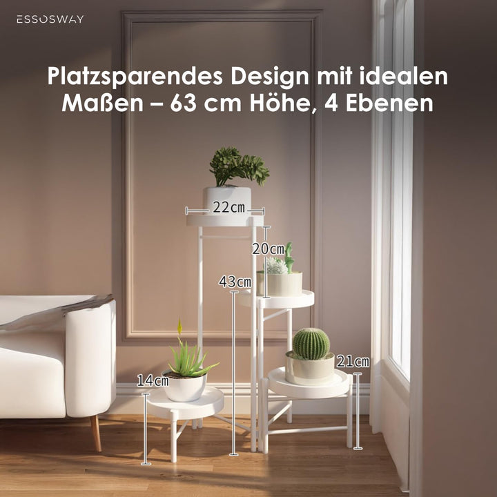 Blumenständer Pflanzenständer - Indoor - Pflanzenregal Blumentreppe Blumenregal Metall - 4 Etagen -
