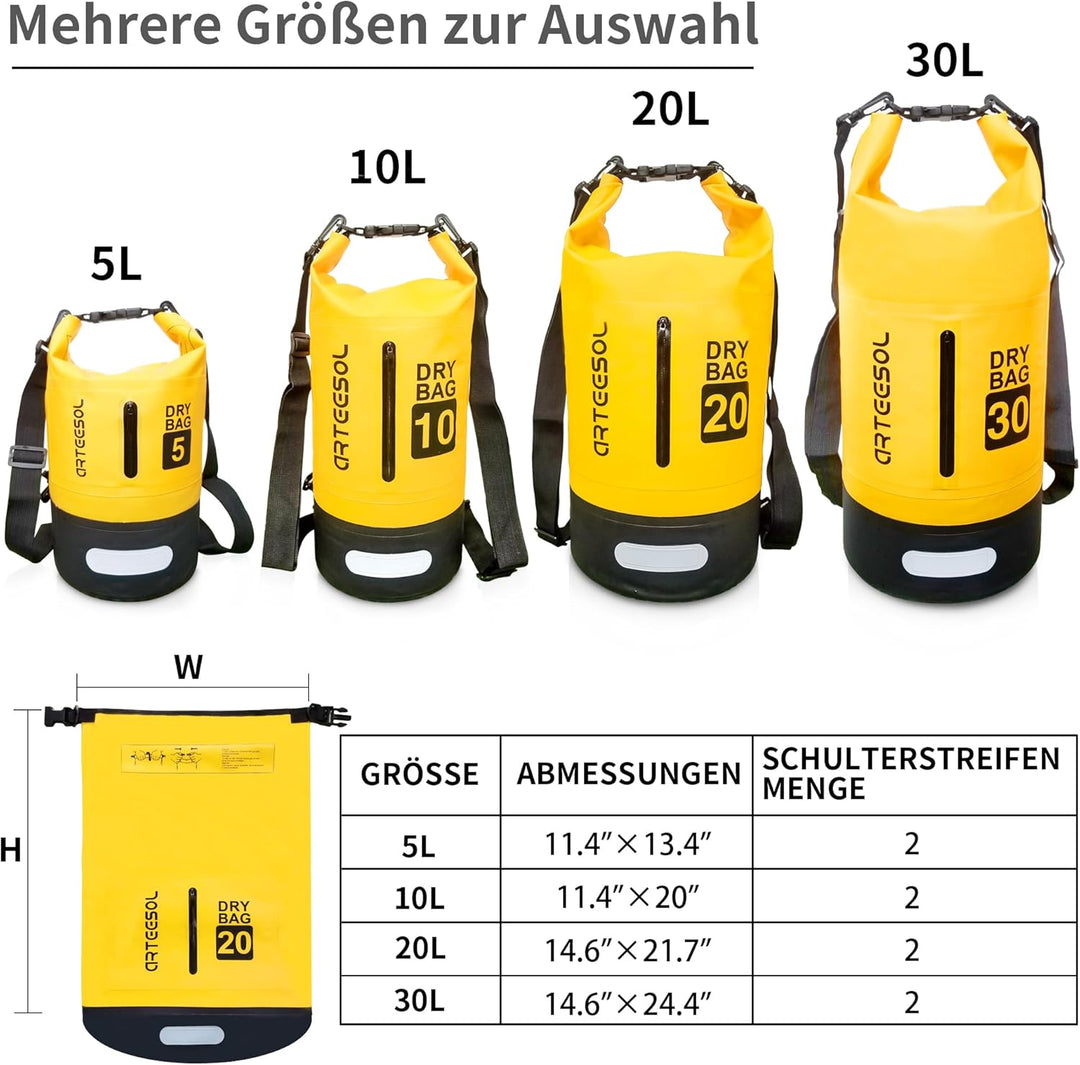 Blackace arteesol Dry Bag wasserdichte Tasche 5L/10L/20L/30L Wasserfester Beutel Packsack mit Langen