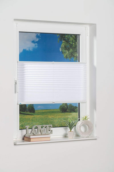 K-home 421614-23 Klemmfix-Plissee Weiss 75 x 130 cm (B x L) Lichtschutz +++ Moderne Crushed Optik ++