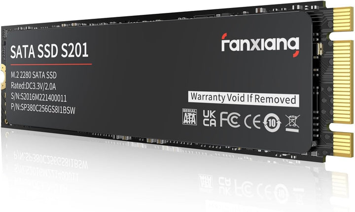 fanxiang M.2 SATA SSD 256GB 2280 Interne Festplatte mit SLC Cache, Hochgeschwindigkeits M2 SSD, Lese