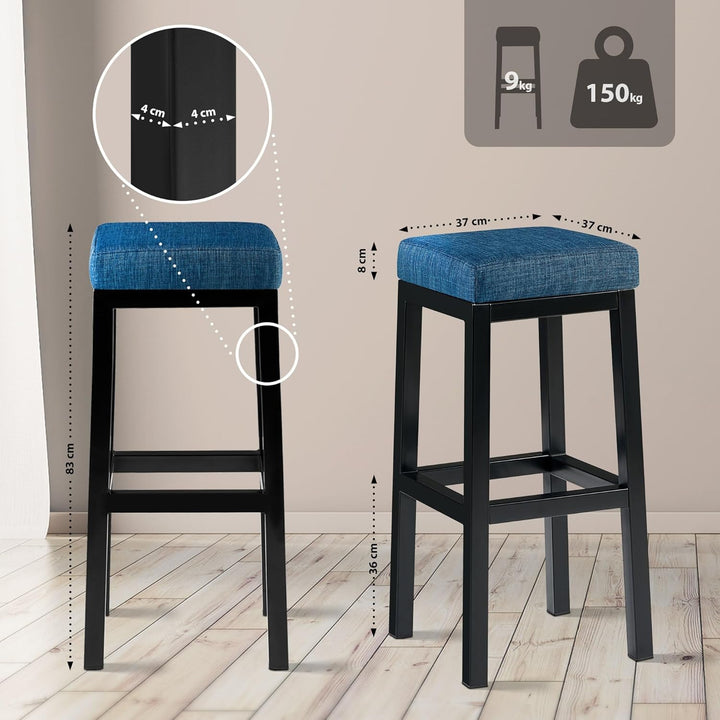 CLP Barhocker Taylor In Kunstleder Und Stoff I Sitzhöhe 85 cm In Quadratischer Bar-Hocker Mit Schwar