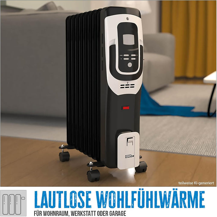 Güde Ölradiator OR 2000-9 DT (220-240 V, 2000 W Heizleistung, 3 Heizstufen (800/1200/2000 W), LCD-Di