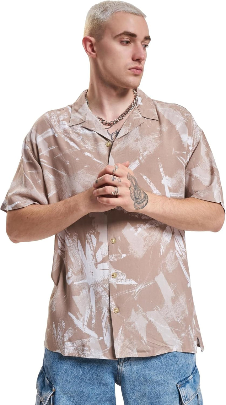 JACK & JONES Herren Jorflow Resort AOP Shirt Ss Blk Hemd L Crockery, L Crockery