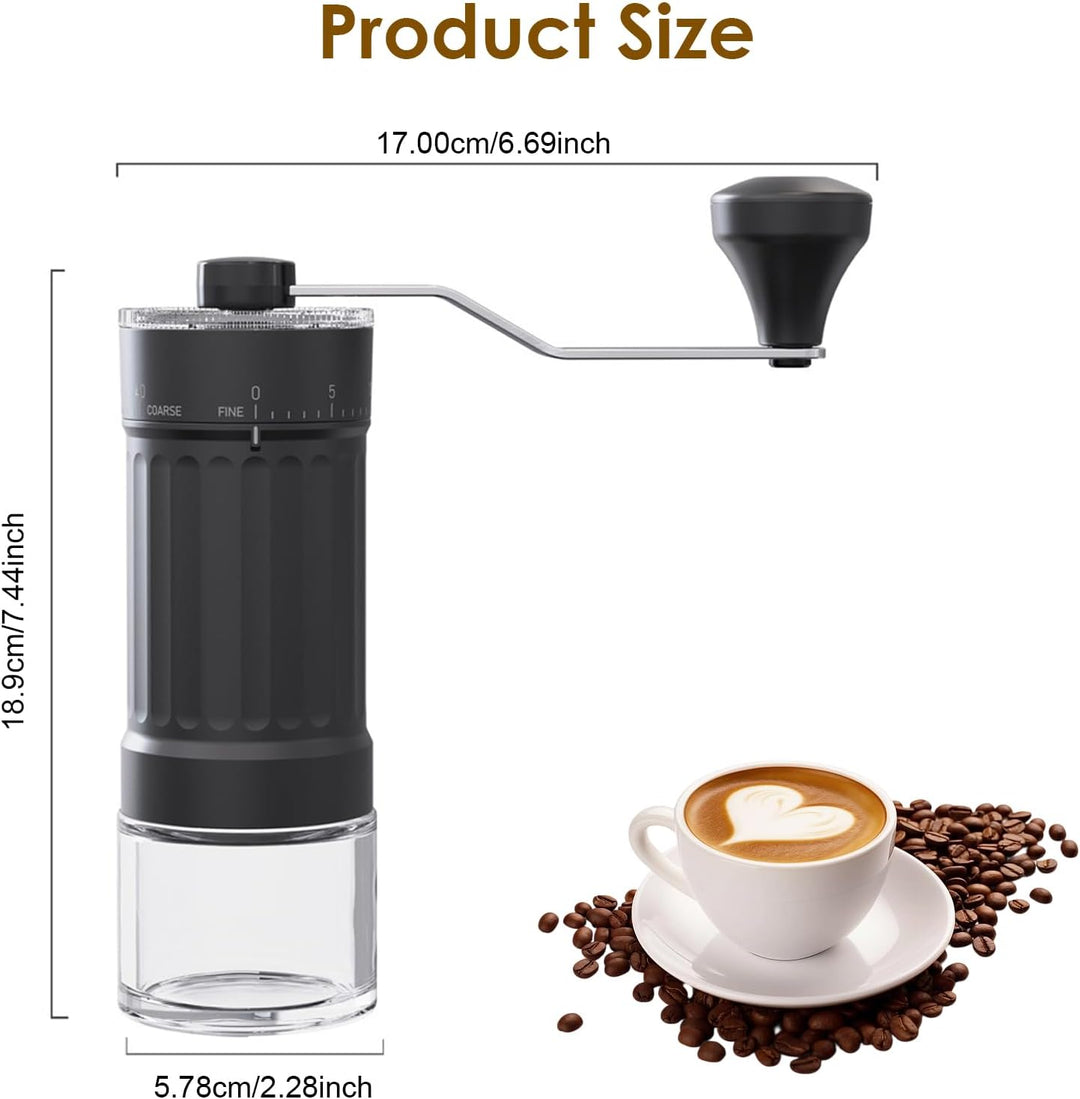Manuelle Kaffeemühle mit 40 Externen Stufen und Keramik-Mahlwerk, Tragbare Handkaffeemühle mit Einst