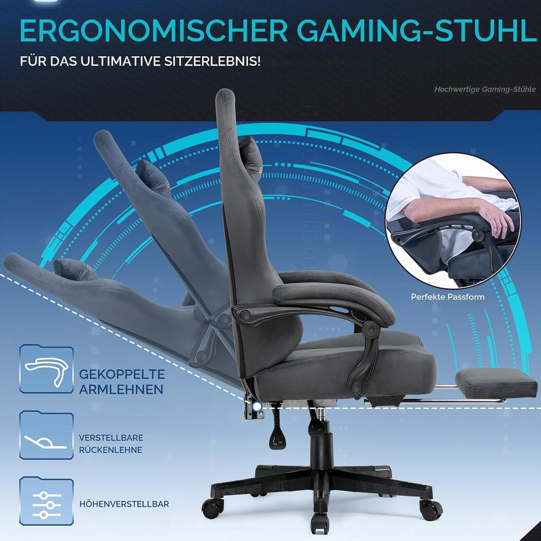 GTPLAYER Gaming Stuhl, Atmungsaktiver Bürostuhl, bürostuhl ergonomisch, Hochwertiger - Stoff, Ergono