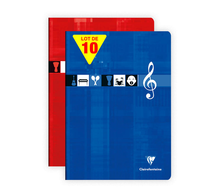 Clairefontaine 3117C - Packung mit 10 Notenheften, ideal für Musikunterricht, DIN A4 21x29,7 cm, 24