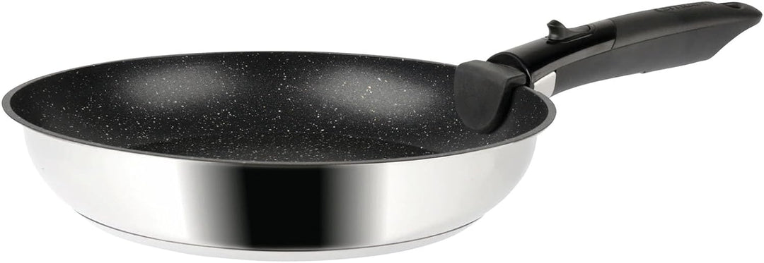 Sitram 714269 Pfannen-Set, Edelstahl, Ø 20 – 24 – 28 cm, Beschichtung innen Steinoptik, Antihaftbesc