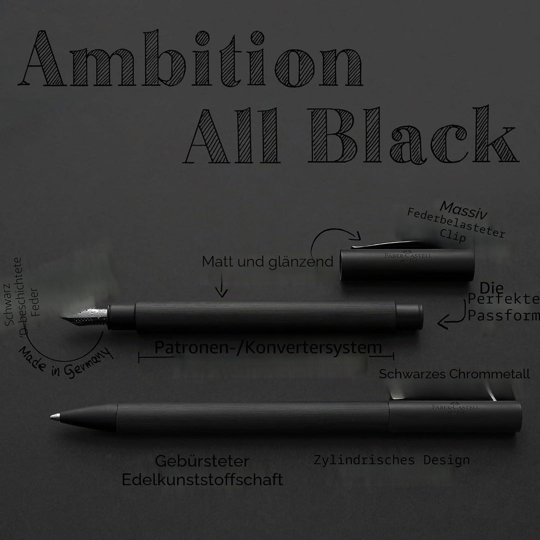 Faber-Castell Tintenroller Ambition All Black Limited Edition kugelschreiber, kugelschreiber