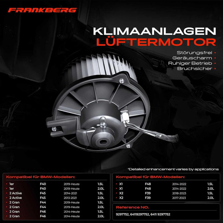 Frankberg Heizungsgebläse Gebläsemotor Kompatibel mit 1er F40 116 118 120 135 2019-2021 2 Gran Coupe