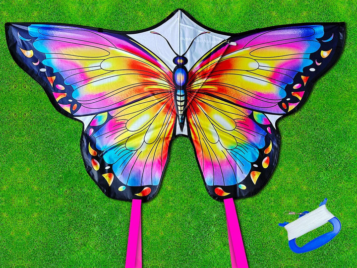 HONBO Schmetterling Drachen Butterfly Kites, flugdrachen für Kinder und Erwachsene,120x95cm with Lon