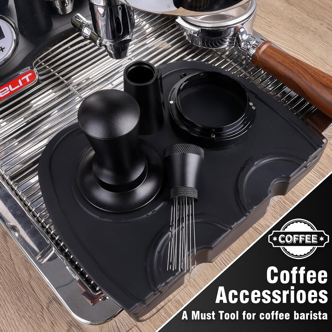 Kaffee Tamper 58mm, Tamper set inkl. WDT Tool, Dosierring 58mm，Tampermatte - Premium Barista Zubehör