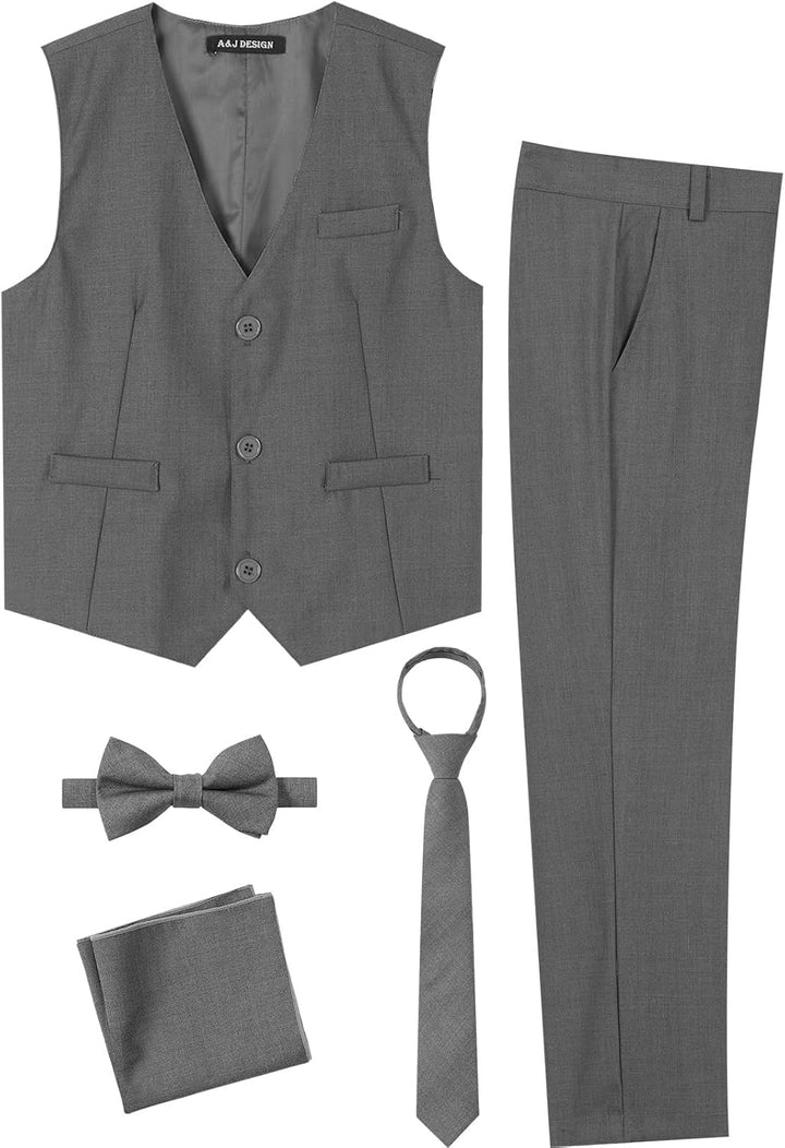 mintgreen 2er Set Anzüge für Jungen, Weste & Hose & Fliege & Krawatte & Einstecktuch, 116-164 116-12