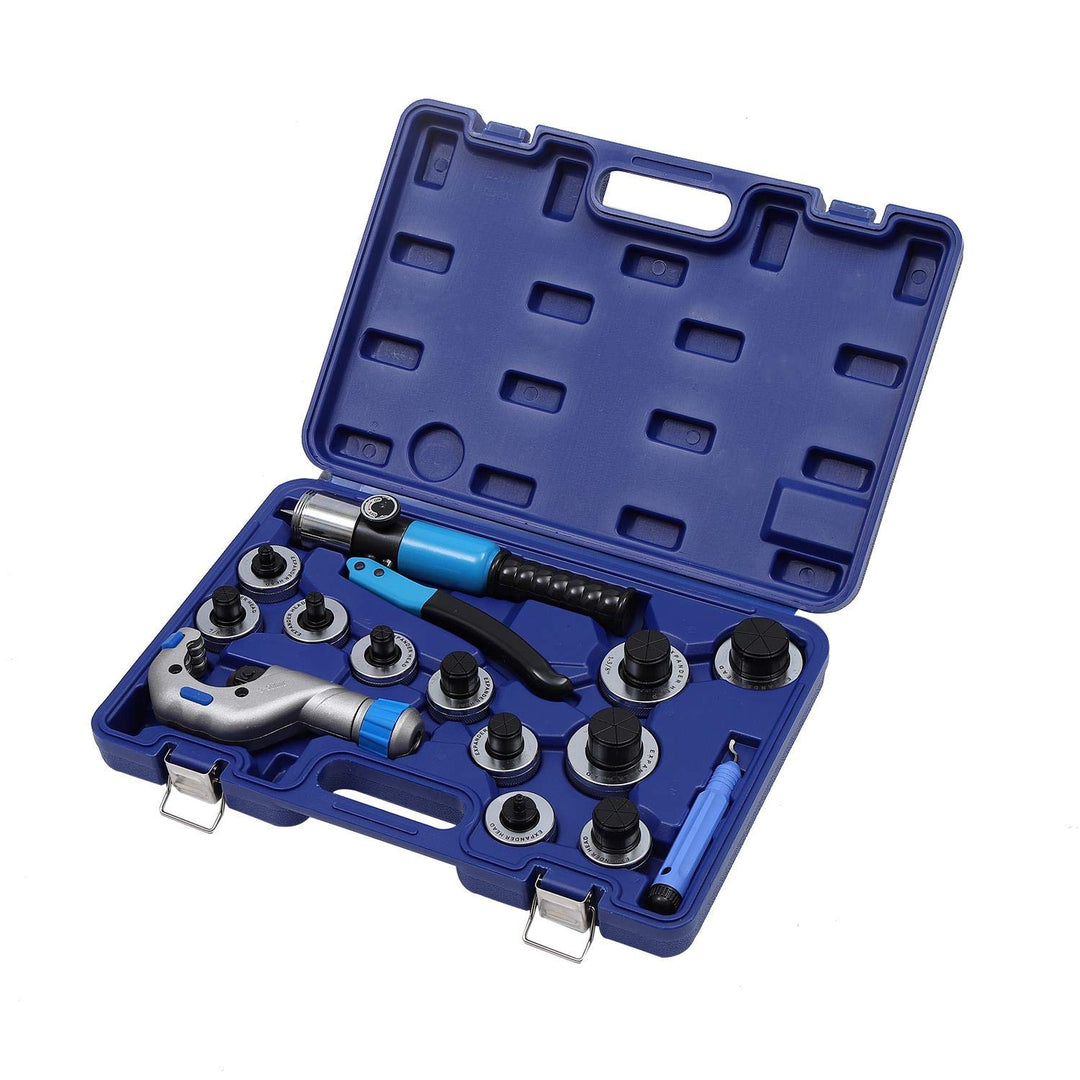 KATSU Hydraulischer Rohraufweiter Bördelwerkzeugsatz 3/8"- 1-5/8" O.D.Tubing mit 11 Köpfen für Weich