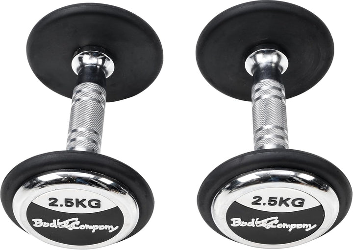 Bad Company Rundhanteln inkl. Chrom-Applikationen - Deluxe gummierte Studio Hanteln schwarz 2,5 kg 2