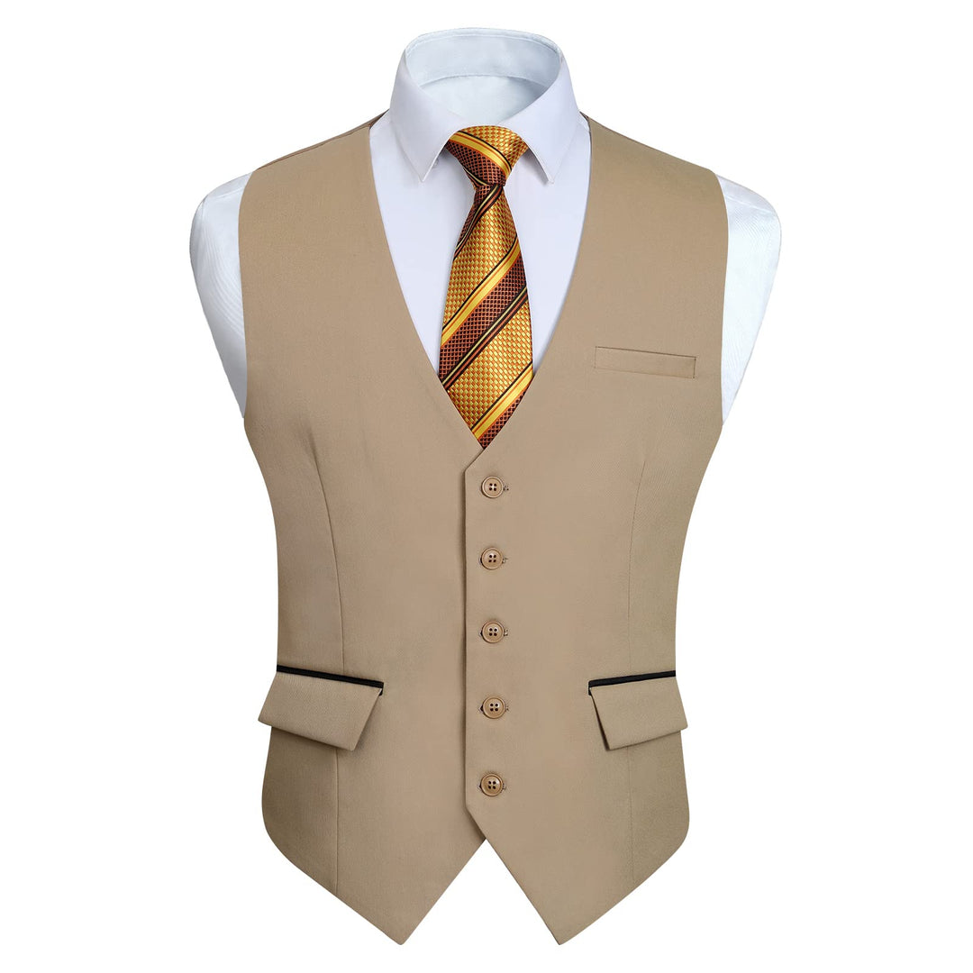 HISDERN Anzugweste für Herren Elegant Hochzeit Weste Klassische Einfarbig Casual Businessweste Forme