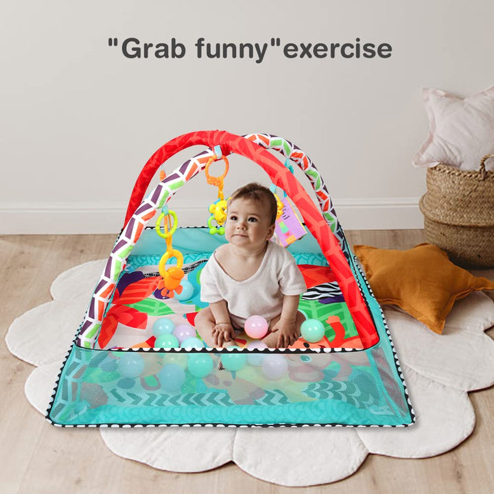 3 in 1 Schildkröte Spieldecke Baby Spielmatte mit Spielbögen Bälle Bällebad Krabbeldecke Erlebnisdec