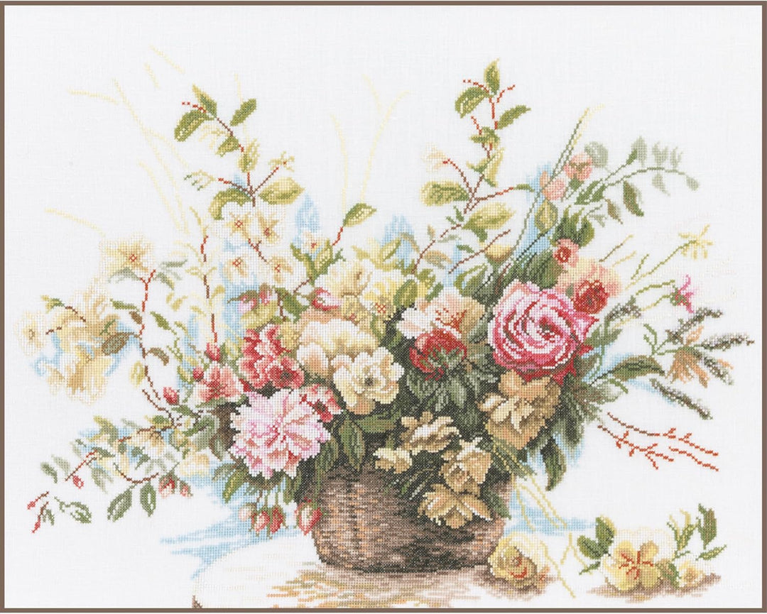 Lanarte Zählmusterpackung Rosen Kreuzstichpackung, Baumwolle, Mehrfarbig, 49 x 39 x 0.3 cm