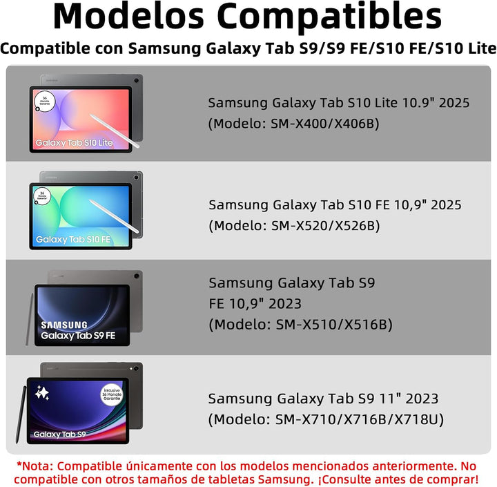 Bettdow für Samsung Galaxy Tab S9 FE/S9 2023 Tastatur Hülle, Schwarz (Spanisch), Schwarz