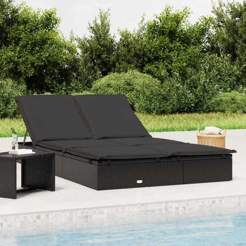 Festnight Poly Rattan Doppelliege Sonnenliege für 2 Personen Gartenliege 2 Personen Doppelliege Outd