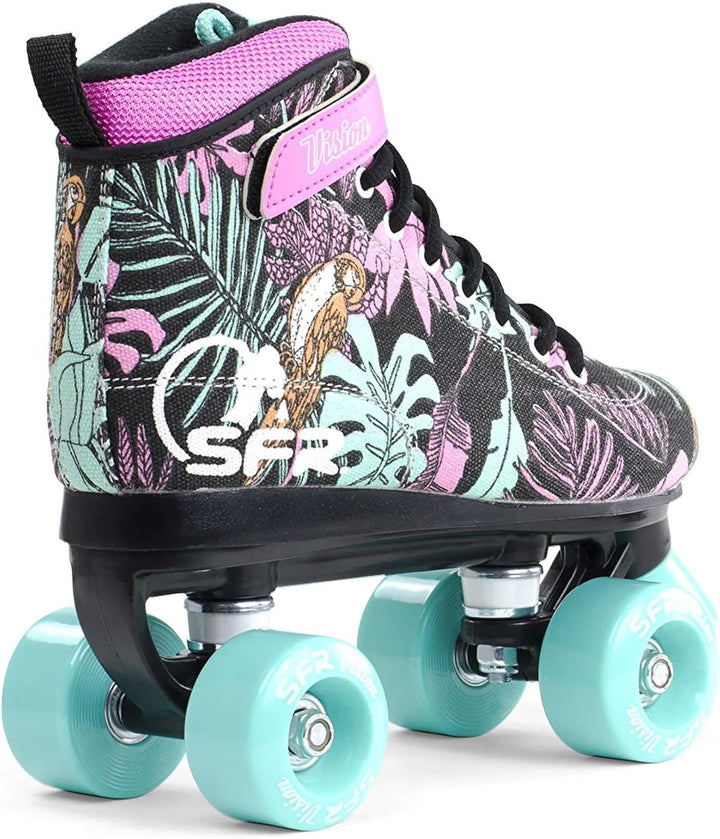 SFR Kinder Vision Canvas Rollschuhe UK4/EU37 Schwarz/Blumenmuster, UK4/EU37 Schwarz/Blumenmuster