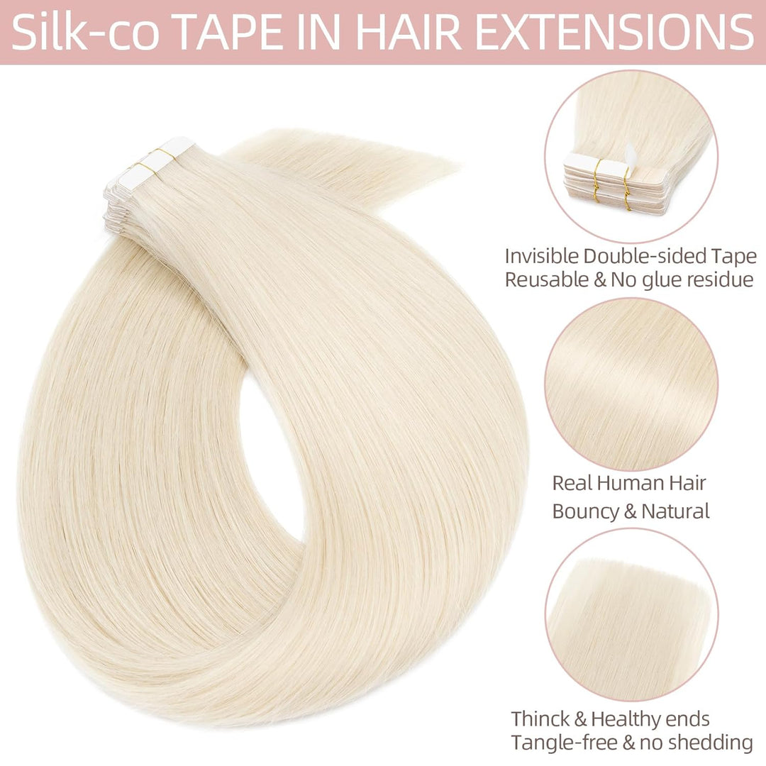 Silk-co Tape in Extensions Echthaar 40stk, Remy Tape Extensions Echthaar, Skin Weft Haarextensions K