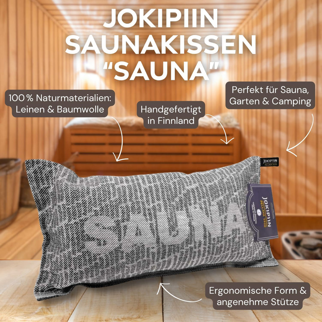 Jokipiin Premium Saunakissen 40 x 22 cm | 100% Made in Finland | ReisekissenLeinen Baumwolle