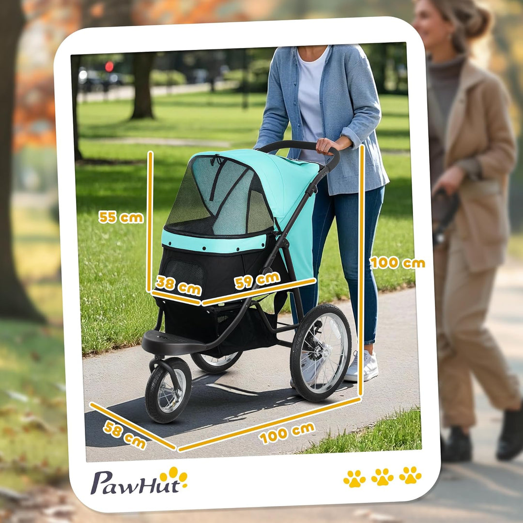 PawHut Hundewagen Jogger Hundebuggy klappbar für kleine Hunde &amp; Katzen bis 10 kg Katzenbuggy mit 3 g