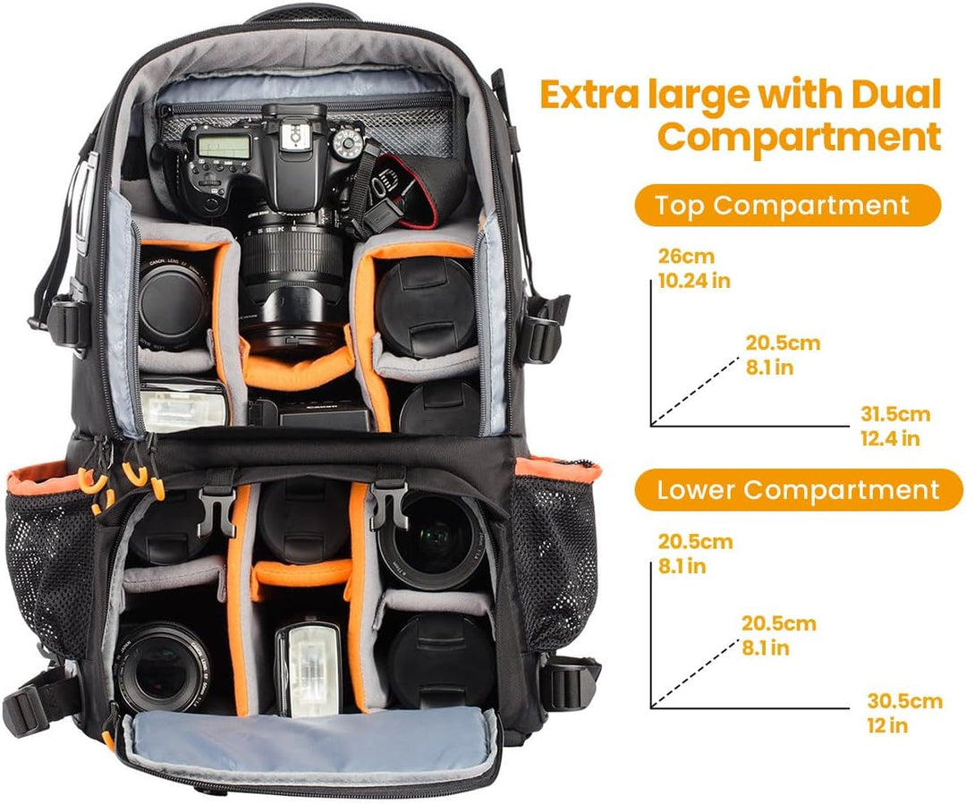 TARION Kamerarucksack Fotorucksack Gross 2-in-1 mit Extra Kameratasche für Spiegelreflex D-SLR(25 Li