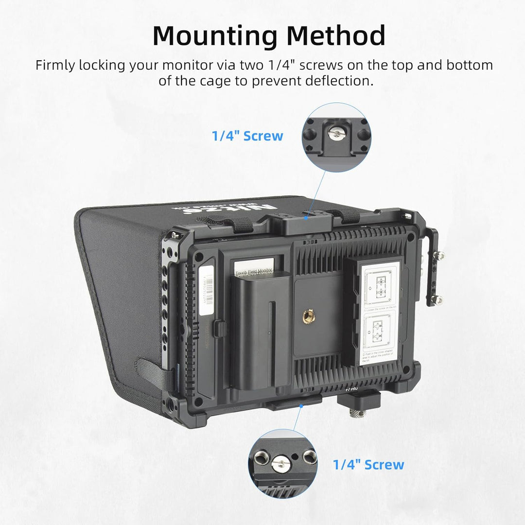 Nitze F7 PRO 7" Monitor Cage Monitorkäfig für Feelworld F7 PRO mit HDMI und USB-C Kabelklemme – JT-F