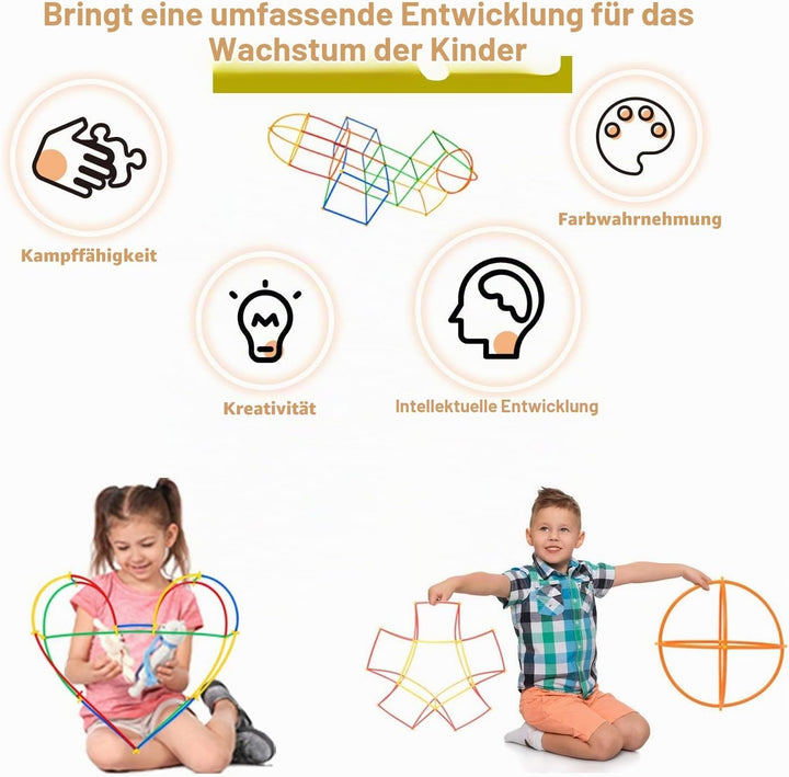 WYSWYG Konstruktionsspielzeug Strohhalme Baustein 240 Stück- Kreative Verbindungsbausteine Spielzeug