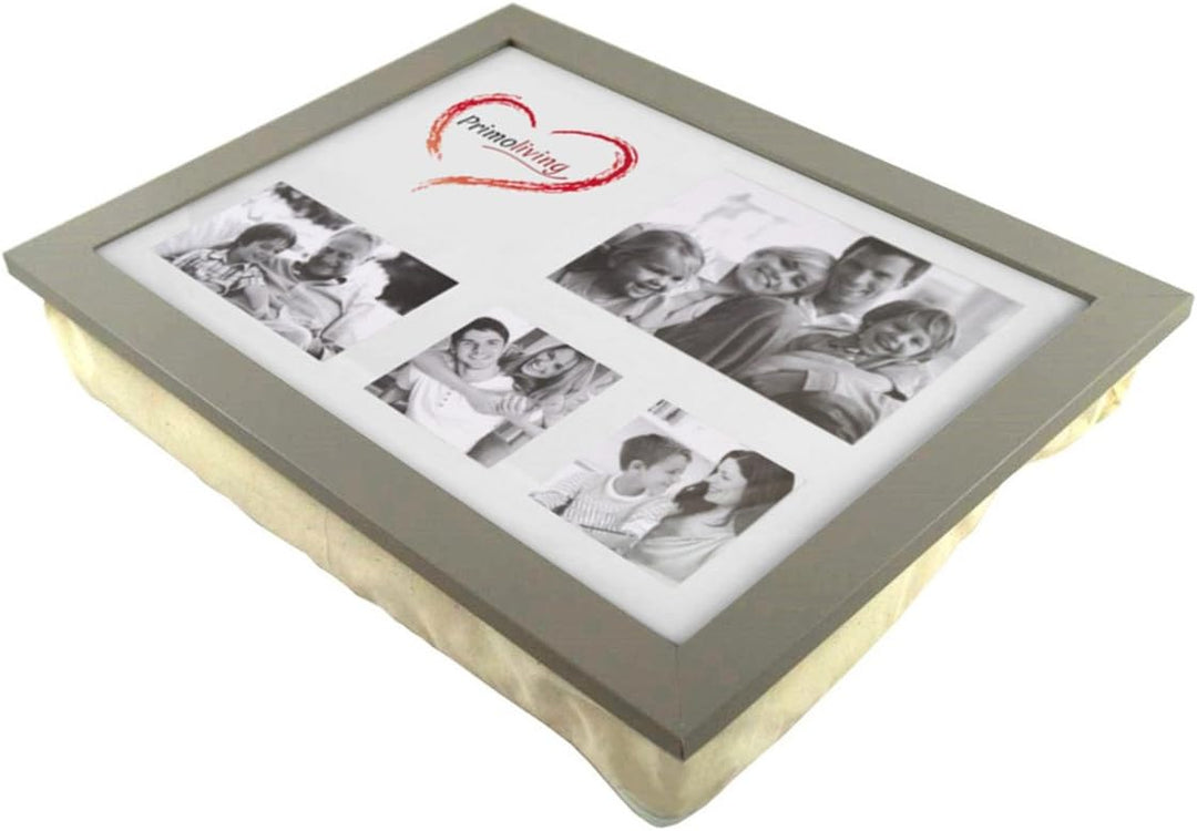 PrimoLiving Knietablett P-786 mit Kissen und Fotorahmen Taupe grau, Grau