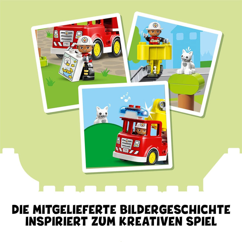 Lego 10969 DUPLO Town Feuerwehrauto Spielzeug, Lernspielzeug für Kleinkinder ab 2 Jahren, Set mit Bl