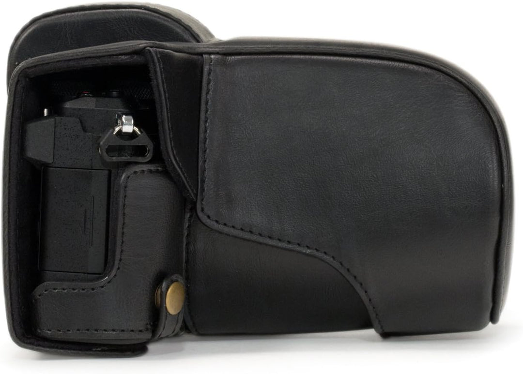 MegaGear Olympus OM-D E-M5 Mark II 12-40mm Ever Ready Leder Kamera-Case mit Trageriemen und Batterie