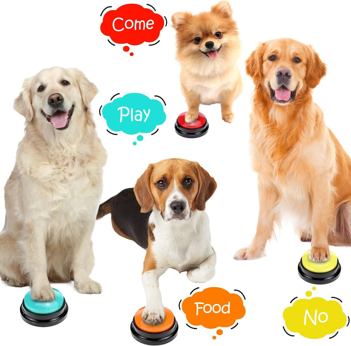 QWORK® 6 Stück Buzzer mit Aufnahmefunktion, Sprechende Tasten für Hunde – Interaktives Hundetraining