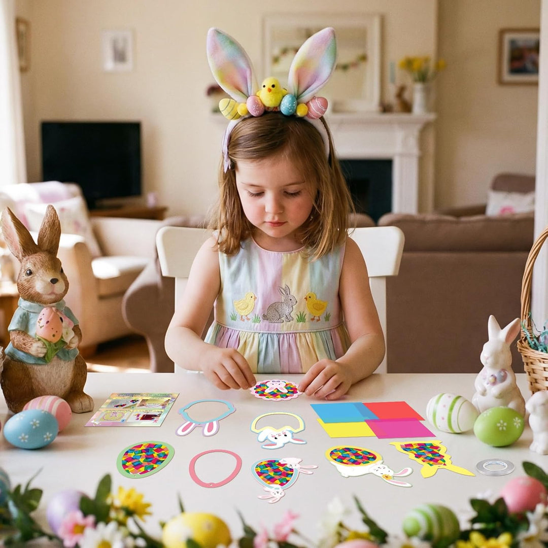 mellystore Ostern Basteln Kinder, 12 Stück Fensterbilder Ostern Bastelsets für Kinder, Ostereier Has