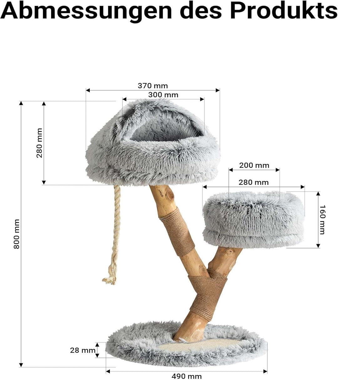 Fudajo Kratzbaum Zweigdesign mit Katzenhöhle 80 cm, Designer Katzenkratzbaum mit Plüsch und Birnbaum