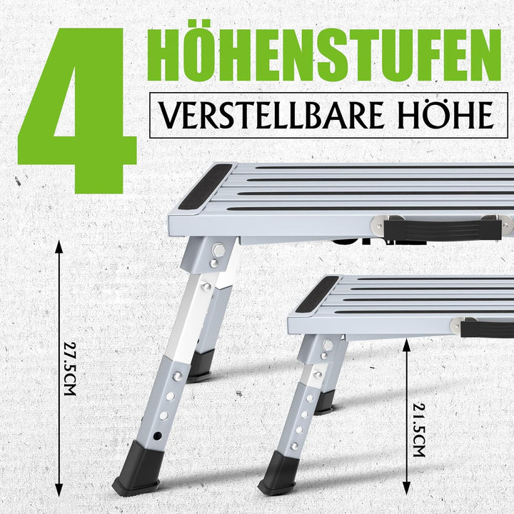GARDTECH Wohnwagen Trittstufe, Aluminium Klapptritt Max Belastung 150 kg Höhenverstellbar für Carava